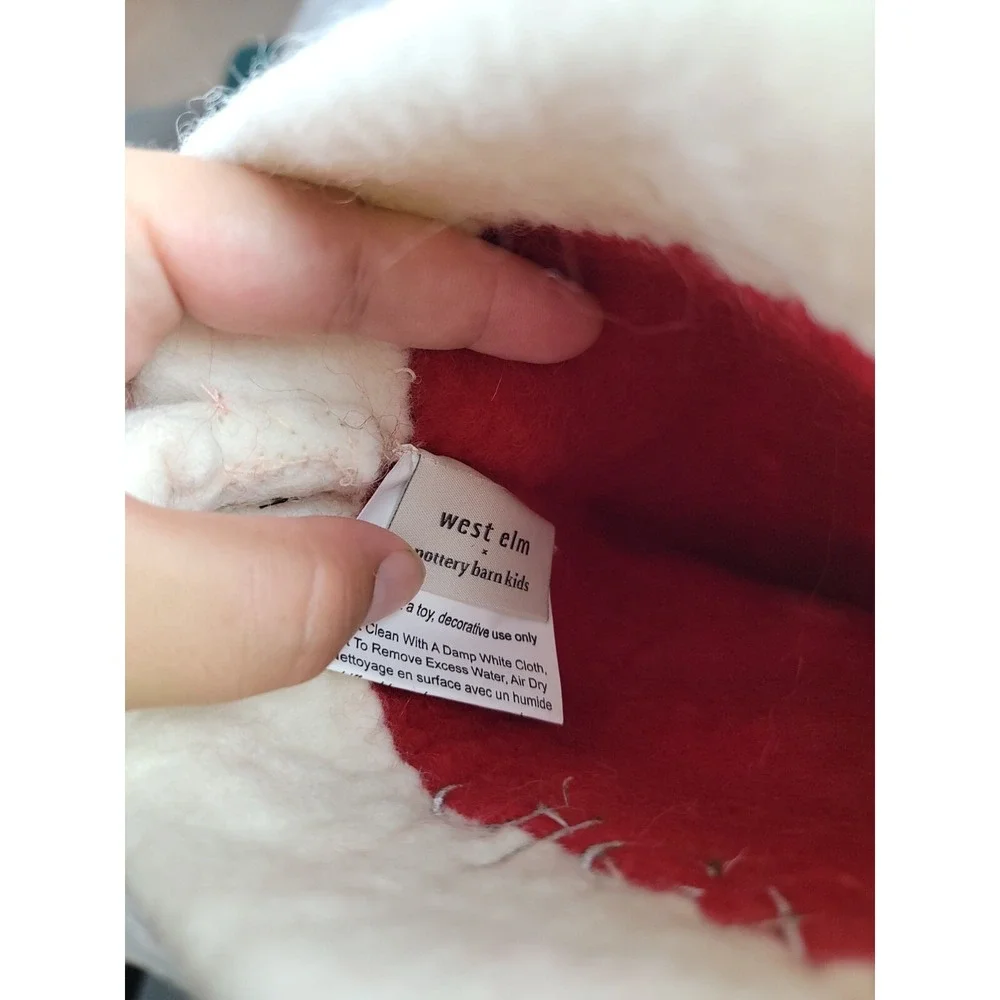 West Elm Felted Wool Christmas Stocking Puppy Dog Alex Pottery Barn Holiday NWT